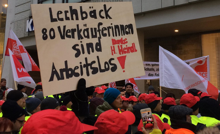 Protest der Beschäftigten von Lechbäck am Donnerstag in Augsburg